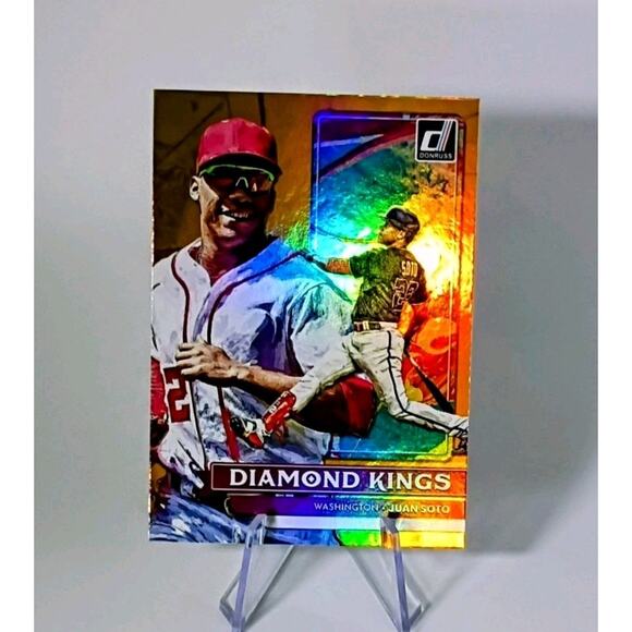 2022 Panini Donruss - Diamond Kings Juan Soto #20 Holo Orange REFRACTOR - Picture 3 of 5